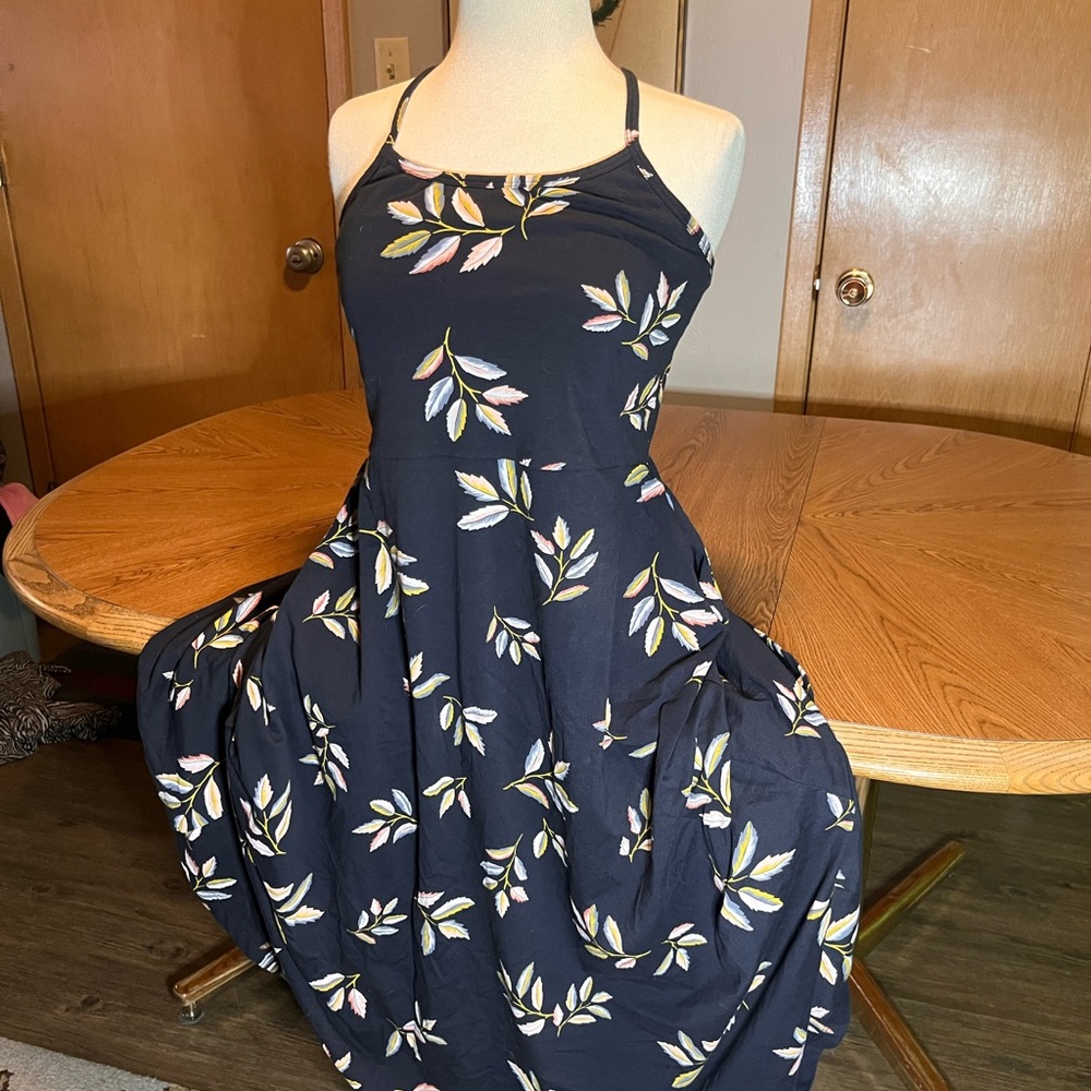 Pact Navy Floral Midi Dress
